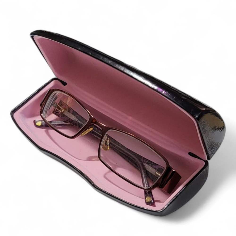 Chic Pink and Black Glasses Case